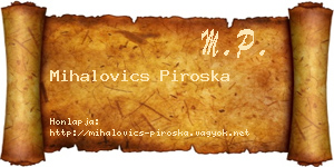 Mihalovics Piroska névjegykártya